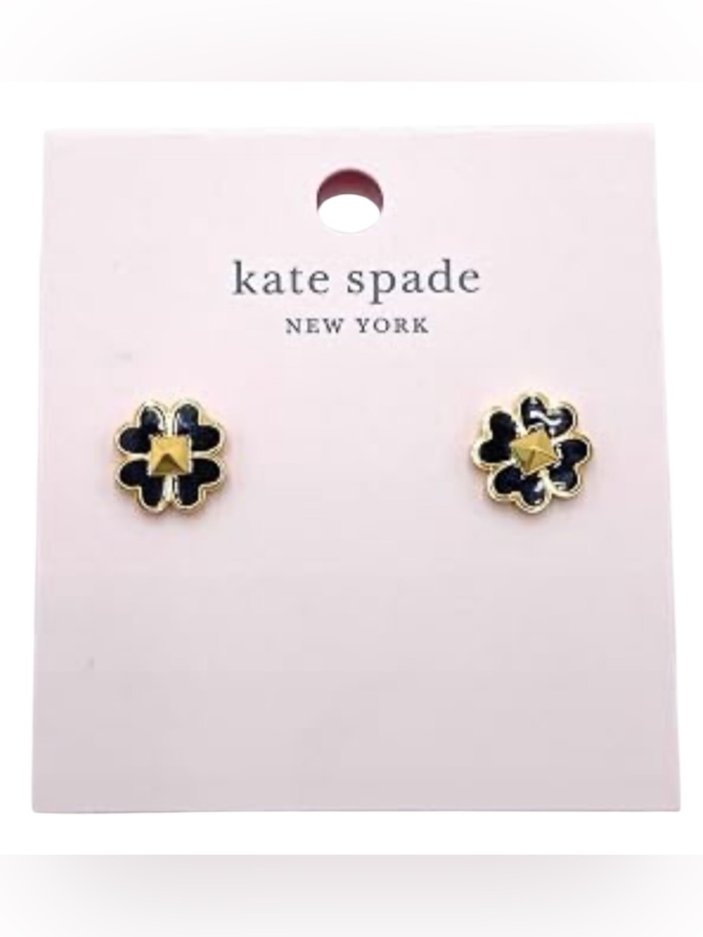 Kate Spade New York Black Enamel Spades & Studs Flower Stud Earrings NWT